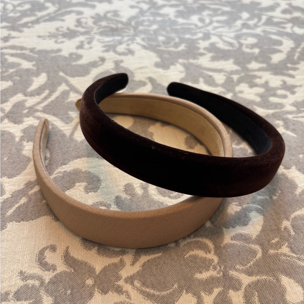 Elegant Velvet Brown and Tan Headband Set